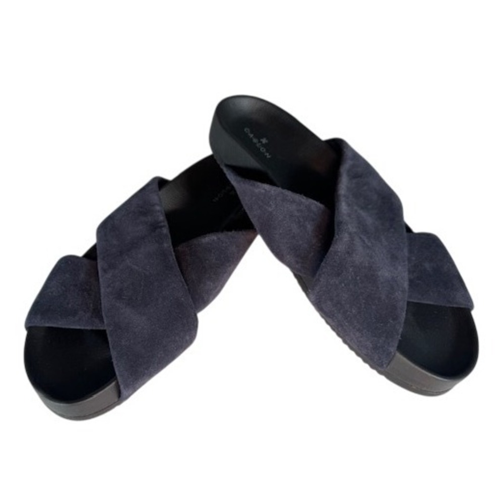 CASLON Dark Blue Suede Crisscross Strap Slide Sandals Slip On Mules Women 10M